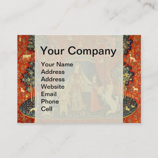 Unicorn Tapestries Lady Legend Mediaeval Business Card (Front)