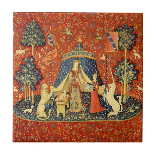 Unicorn Tapestries Lady Legend Mediaeval Ceramic Tile (Front)