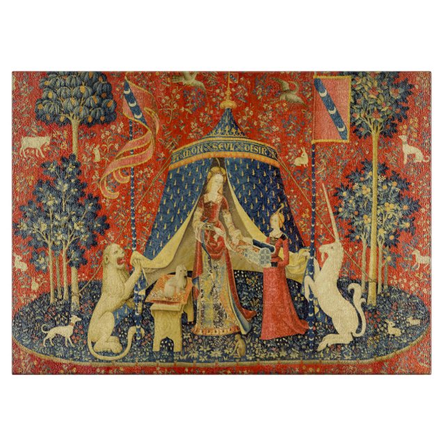 Unicorn Tapestries Lady Legend Mediaeval Cutting Board (Front)