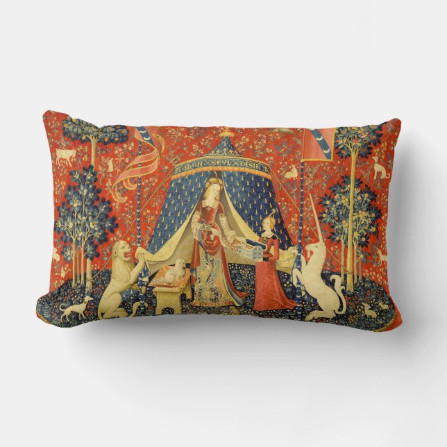 Unicorn Tapestries Lady Legend Mediaeval Lumbar Cushion (Front)