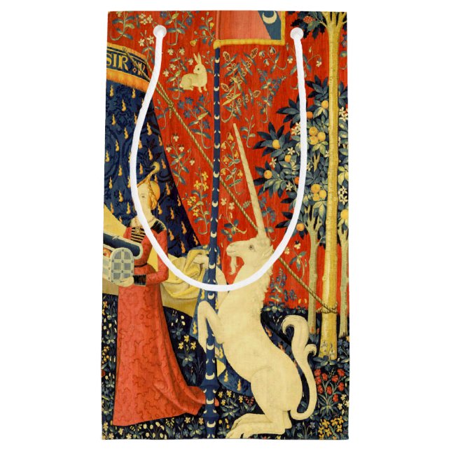 Unicorn Tapestries Lady Legend Mediaeval Small Gift Bag (Front)