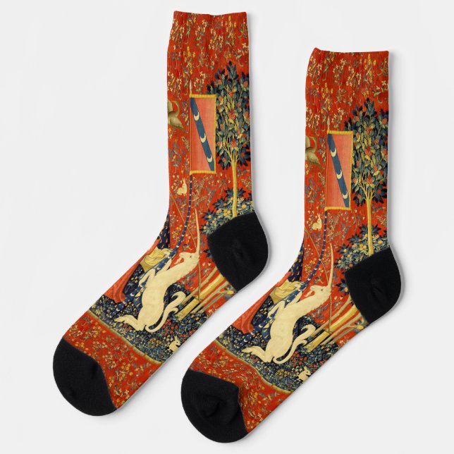 Unicorn Tapestries Lady Legend Mediaeval Socks (Left)