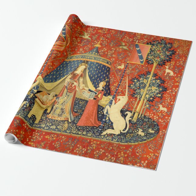 Unicorn Tapestries Lady Legend Mediaeval Wrapping Paper (Unrolled)