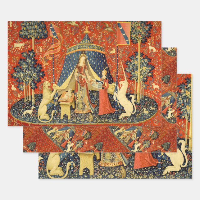 Unicorn Tapestries Lady Legend Mediaeval Wrapping Paper Sheet (Set)