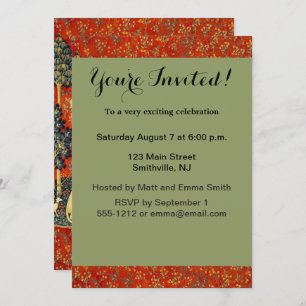 Unicorn Tapestries Lady Legend Myth Mediaeval Art Invitation