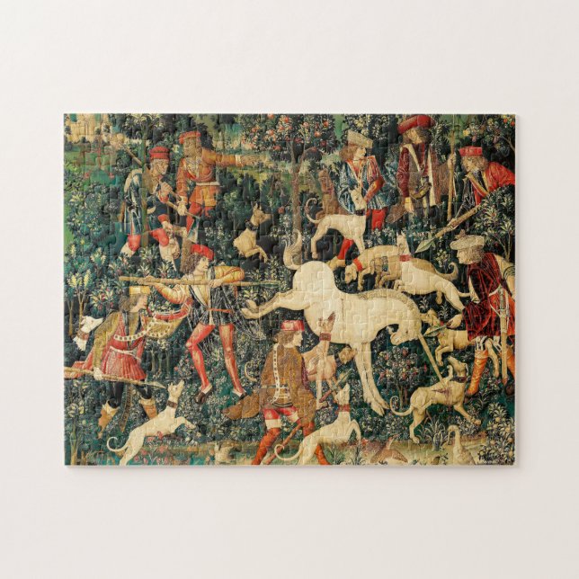 Unicorn Tapestries Mediaeval Classic Defends Hunt  Jigsaw Puzzle (Horizontal)