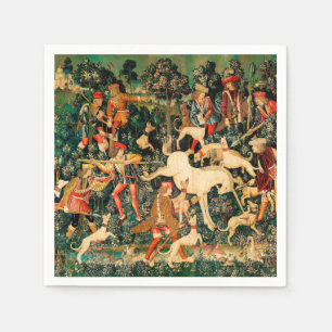 Unicorn Tapestries Mediaeval Classic Defends Hunt Napkin