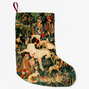 Unicorn Tapestries Mediaeval Classic Defends Hunt  Small Christmas Stocking