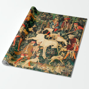 Unicorn Tapestries Mediaeval Classic Defends Hunt  Wrapping Paper