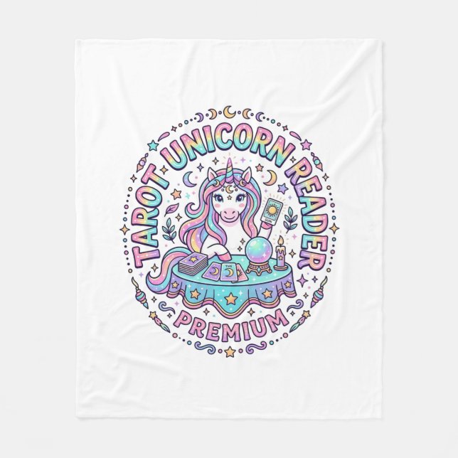 Unicorn Tarot Unicorn Reader Premium Funny Print o Fleece Blanket (Front)