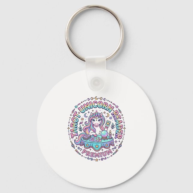 Unicorn Tarot Unicorn Reader Premium Funny Print o Key Ring (Front)