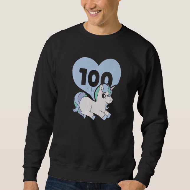 Unicorn  Teacher Student 100 Days Of School Sweatshirt (Front)