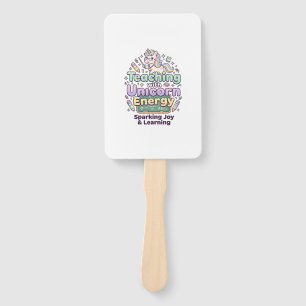 Unicorn Teaching with Unicorn Energy Bold Typograp Hand Fan