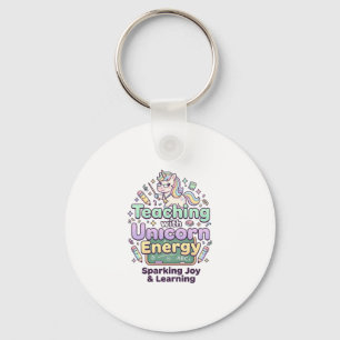 Unicorn Teaching with Unicorn Energy Bold Typograp Key Ring