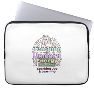 Unicorn Teaching with Unicorn Energy Bold Typograp Laptop Sleeve