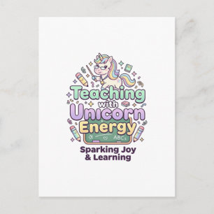 Unicorn Teaching with Unicorn Energy Bold Typograp Postcard