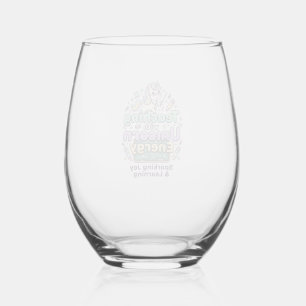 Unicorn Teaching with Unicorn Energy Bold Typograp Stemless Wine Glass