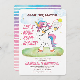 Unicorn Tennis Birthday Invitation