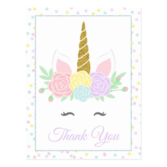 unicorn thank you card postcards zazzlecomau