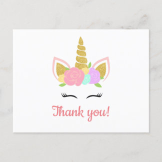 Unicorn Thank You Postcard