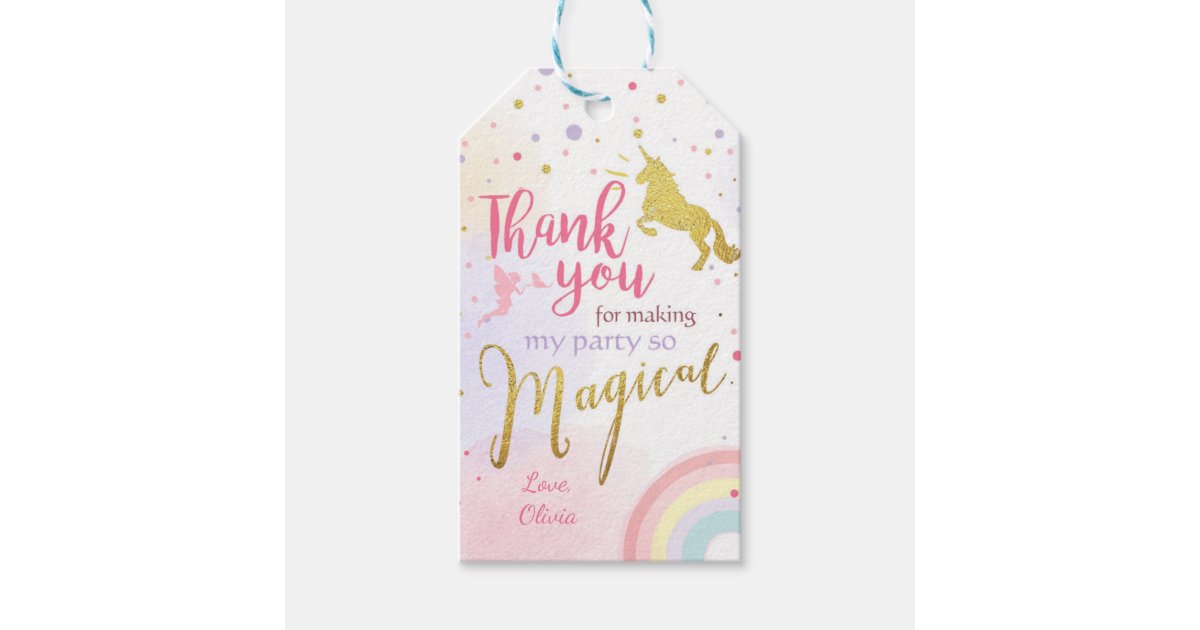 unicorn thank you tags unicorn magical birthday zazzle com au