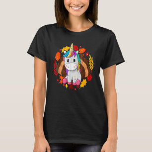 Unicorn Thanksgiving Day Cute Pumpkin Pie Turkey F T-Shirt