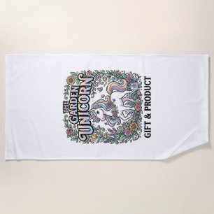 Unicorn The Garden Unicorn Commercial Vector Desig Beach Towel