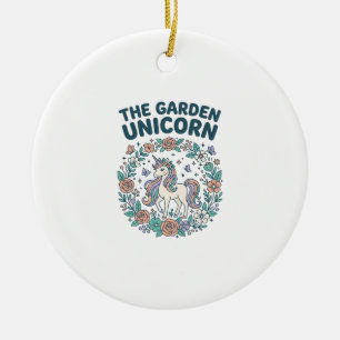 Unicorn The Garden Unicorn Trendy T-Shirt Design_1 Ceramic Ornament