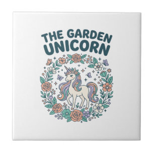 Unicorn The Garden Unicorn Trendy T-Shirt Design_1 Ceramic Tile
