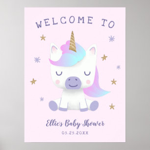 Unicorn Theme Baby Shower Welcome Sign