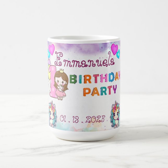 Unicorn-Themed 1st Birthday Party Mug Souvenir (Center)