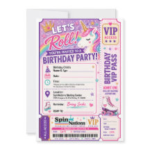 Unicorn Themed Birthday Invitation Spinnations