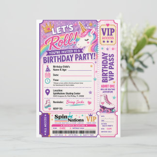 Unicorn Themed Birthday Invitation Spinnations