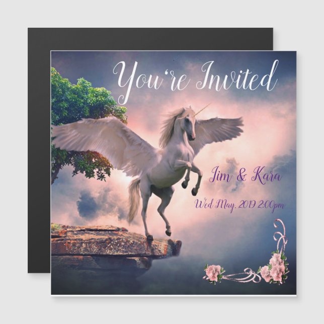 Unicorn Themed wedding invitation (Front/Back)