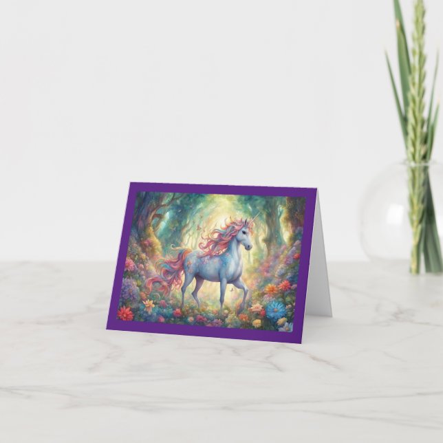 Unicorn Thinking Of You Greeting Card (Front)