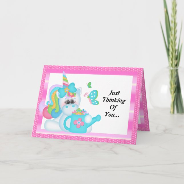 Unicorn Thinking Of You Greeting card (Front)