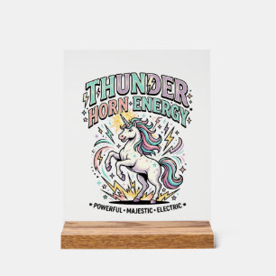 Unicorn Thunder Horn Energy Retro Style Product Gr Acrylic Sign