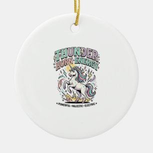 Unicorn Thunder Horn Energy Retro Style Product Gr Ceramic Ornament