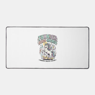 Unicorn Thunder Horn Energy Retro Style Product Gr Desk Mat