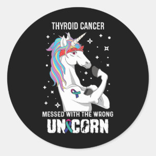 Unicorn- Thyroid Cancer Awareness Supporter Ribbon Classic Round Sticker