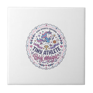 Unicorn Tiny Athlete Big Magic Playful Print on De Ceramic Tile