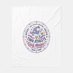 Unicorn Tiny Athlete Big Magic Playful Print on De Fleece Blanket