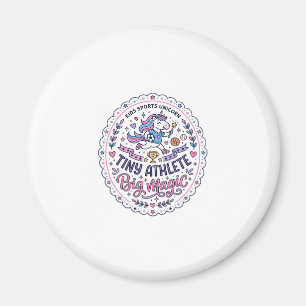 Unicorn Tiny Athlete Big Magic Playful Print on De Magnet