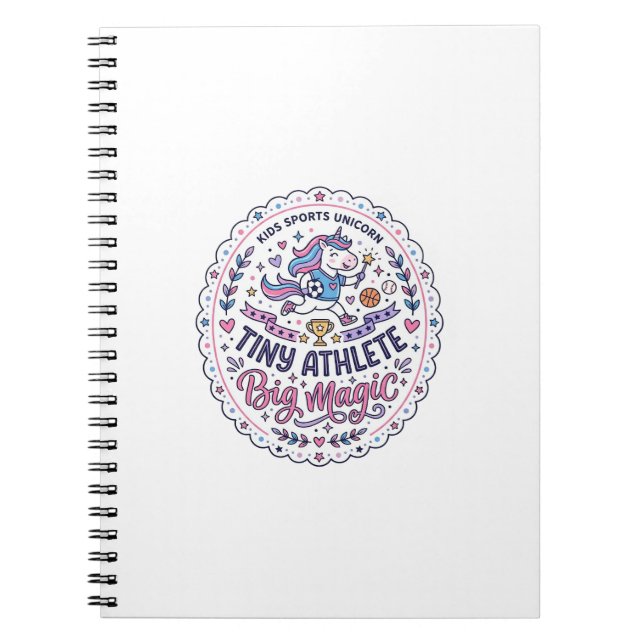Unicorn Tiny Athlete Big Magic Playful Print on De Notebook (Front)