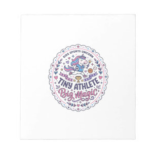 Unicorn Tiny Athlete Big Magic Playful Print on De Notepad
