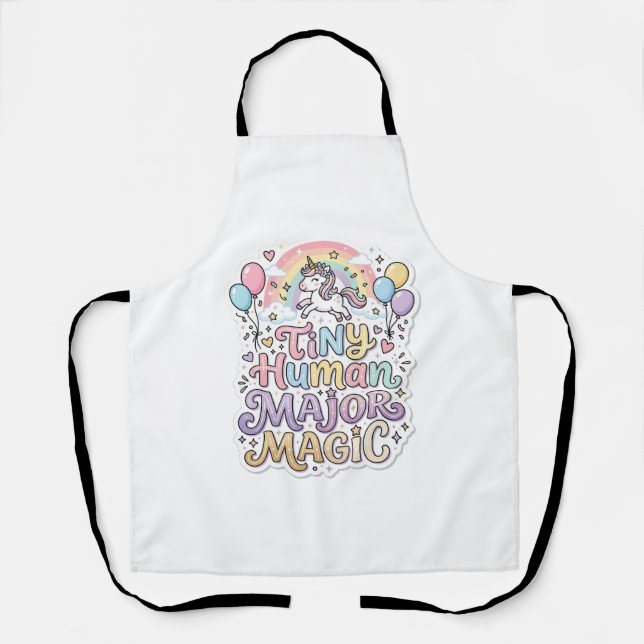 Unicorn Tiny Human Major Magic Premium Vector Vect Apron (Front)