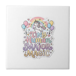 Unicorn Tiny Human Major Magic Premium Vector Vect Ceramic Tile