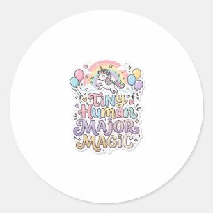 Unicorn Tiny Human Major Magic Premium Vector Vect Classic Round Sticker