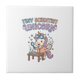 Unicorn Tiny Scientist Unicorn Trendy Product Grap Ceramic Tile
