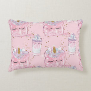 Unicorn Toast and Milkshake Decorative Cushion